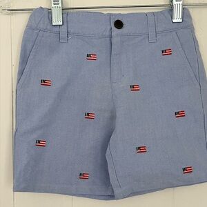 Janie and Jack Light Blue Embroidered Flag Flat-Front Shorts Size 5